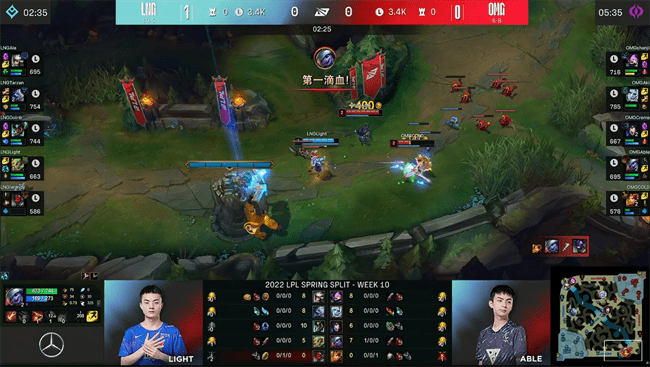 双方|LOL-LPL：Light泽丽电火迸射收割团战，OMG 1-2不敌LNG无缘季后赛