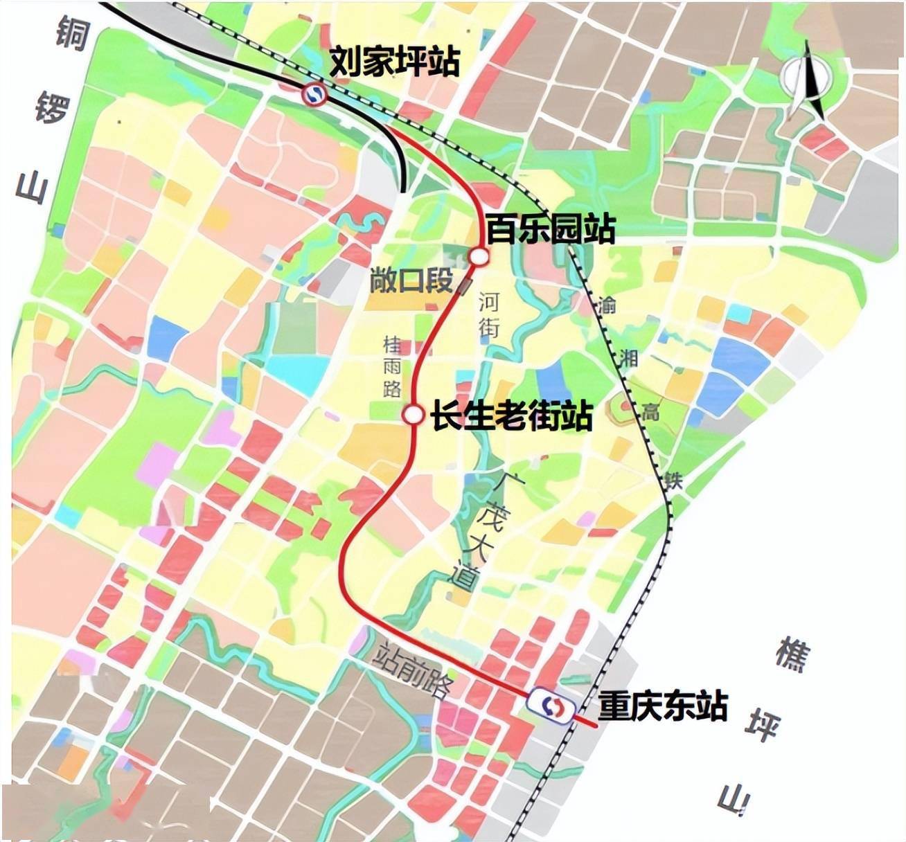 重庆轨道交通6号线东延伸段位于南岸区茶园组团,线路起于重庆东站,止