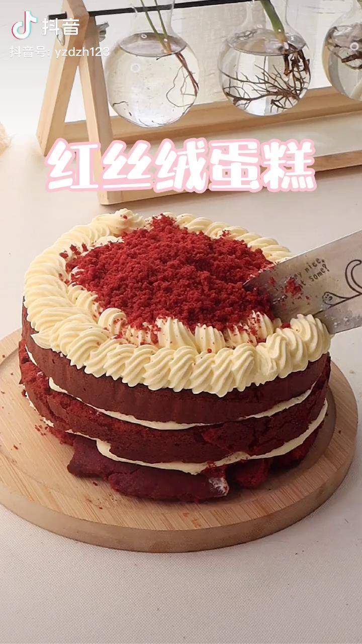 戚风蛋糕做腻了试了下加酸奶的红丝绒双层芝士蛋糕配一杯咖啡刚刚好抖