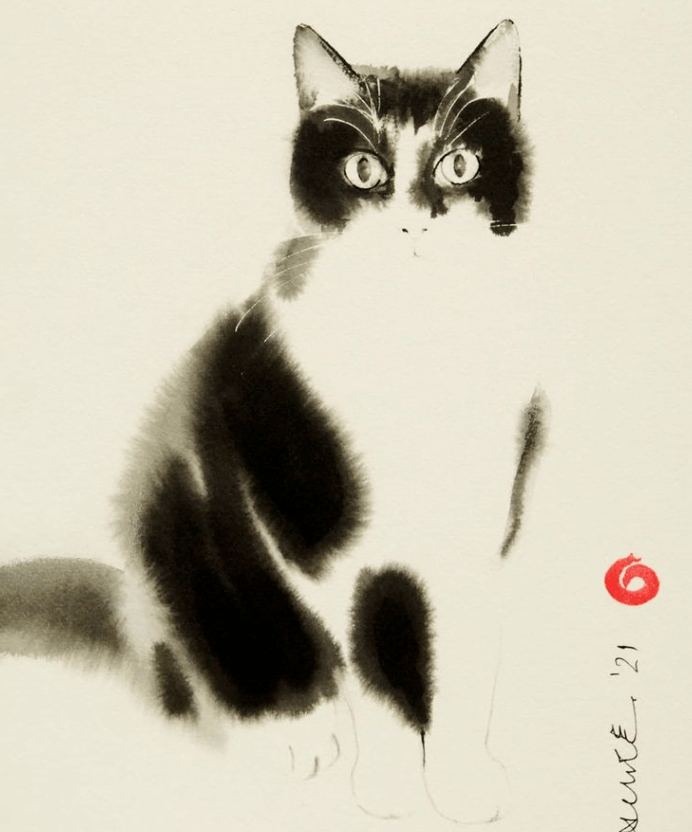 老外画水墨画1笔10万不信进来看