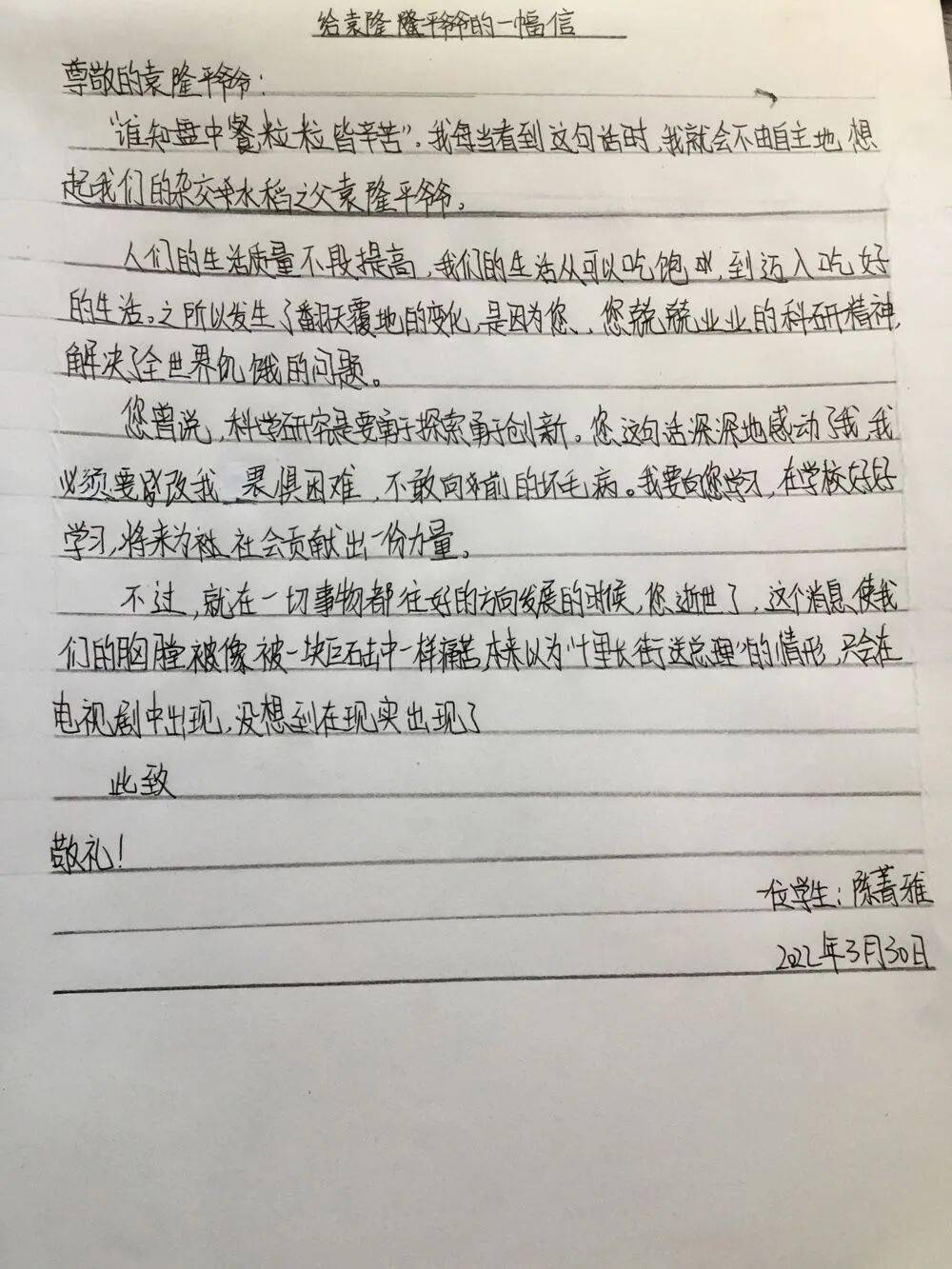 动态】长城小学:慎终追远"云"祭扫,厚德载物寄哀思_活动_英雄_袁隆平