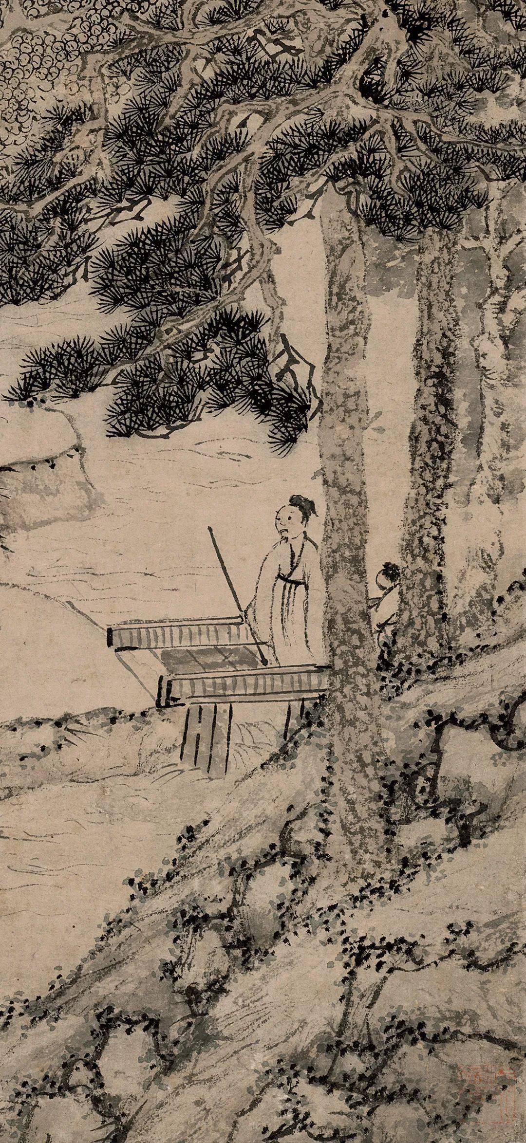 赏画文伯仁松风高士图