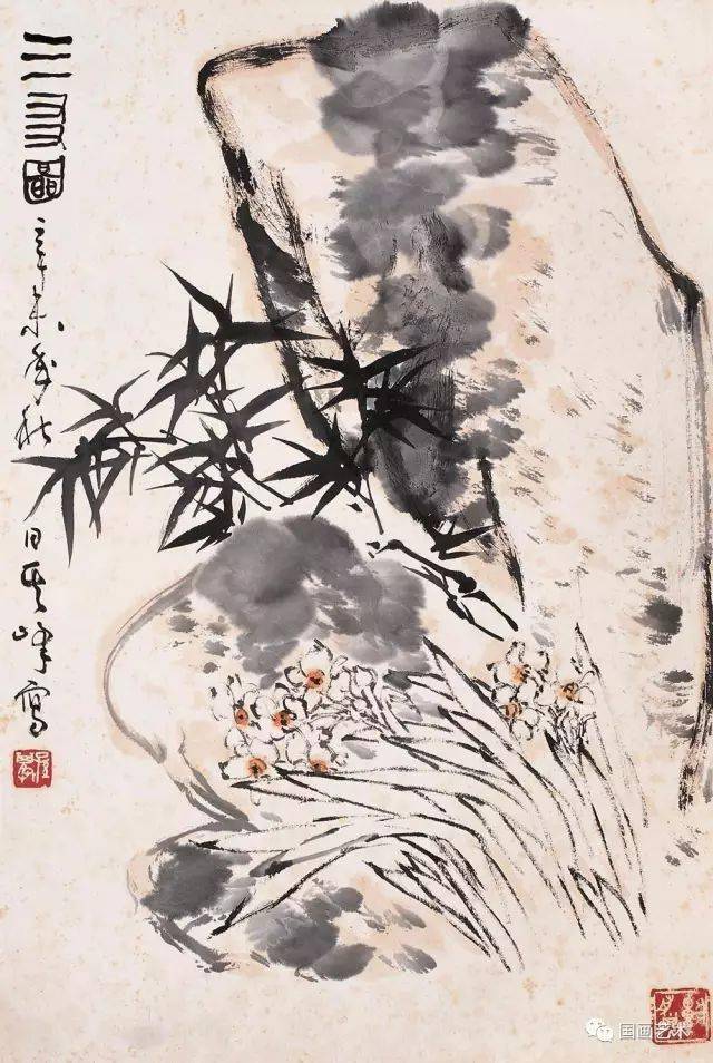 现当代名家孙其峰玉兰水仙作品欣赏