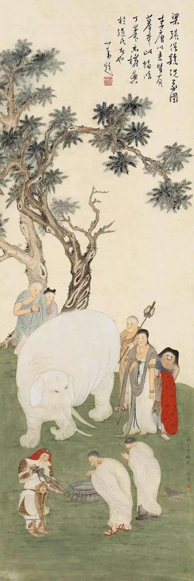 吴咏香,溥儒 《仿丁云鹏洗象图》陆小曼 《洗象图》文章来自网络,版权