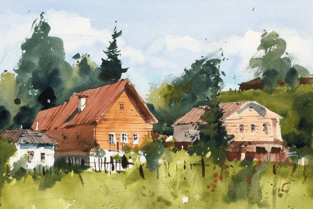 俄罗斯画家带你欣赏亮丽的水彩田园风光