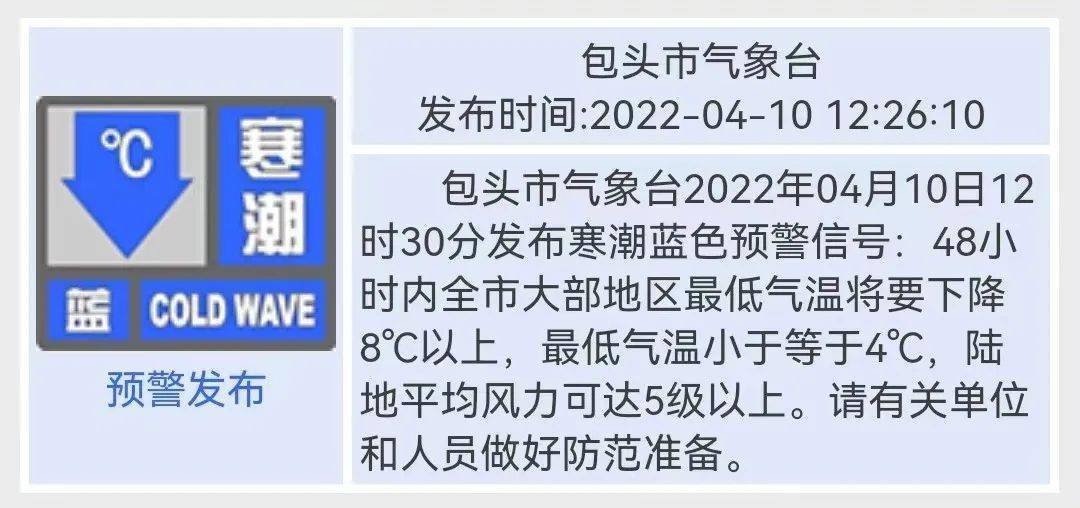 全市大部地區地面最低溫度48小時內發佈霜凍藍色預警信號2022年4月