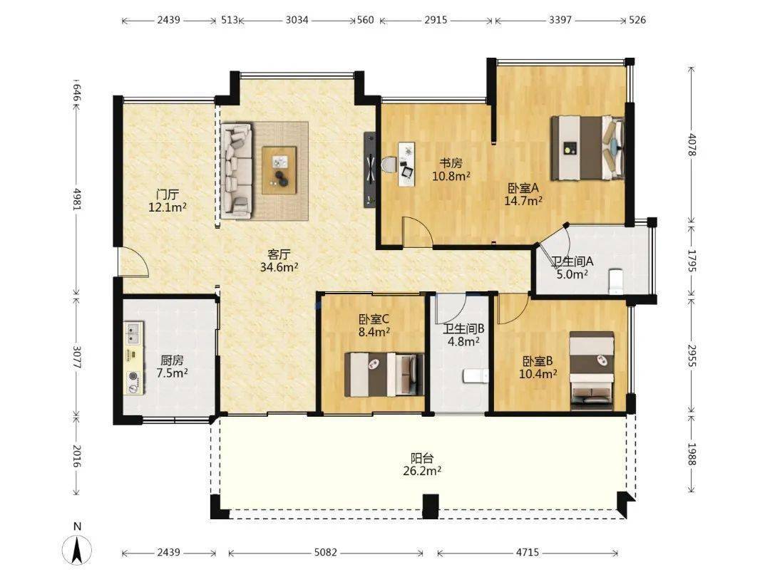 超高拓带26㎡跑马大阳台宝安4房西岸观邸111㎡