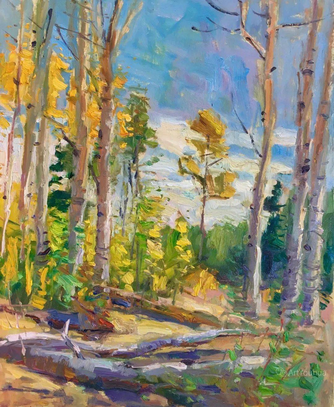 大笔触色彩丰富的风景油画也是美醉了