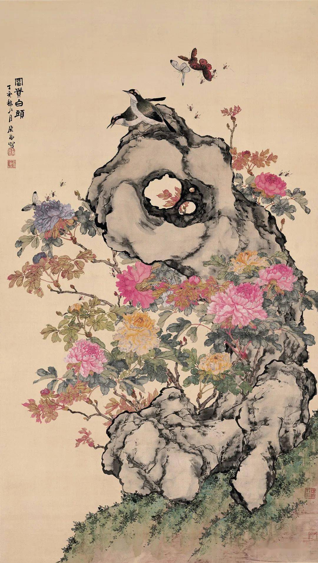 大富贵(牡丹)于非闇 牡丹图张大千 牡丹图王雪涛 牡丹江寒汀 牡丹鹦哥