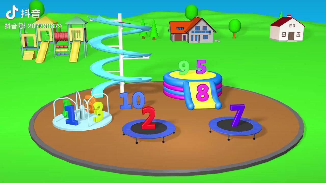 数字在游乐场玩耍宝宝认知1到10的数字早教益智动画