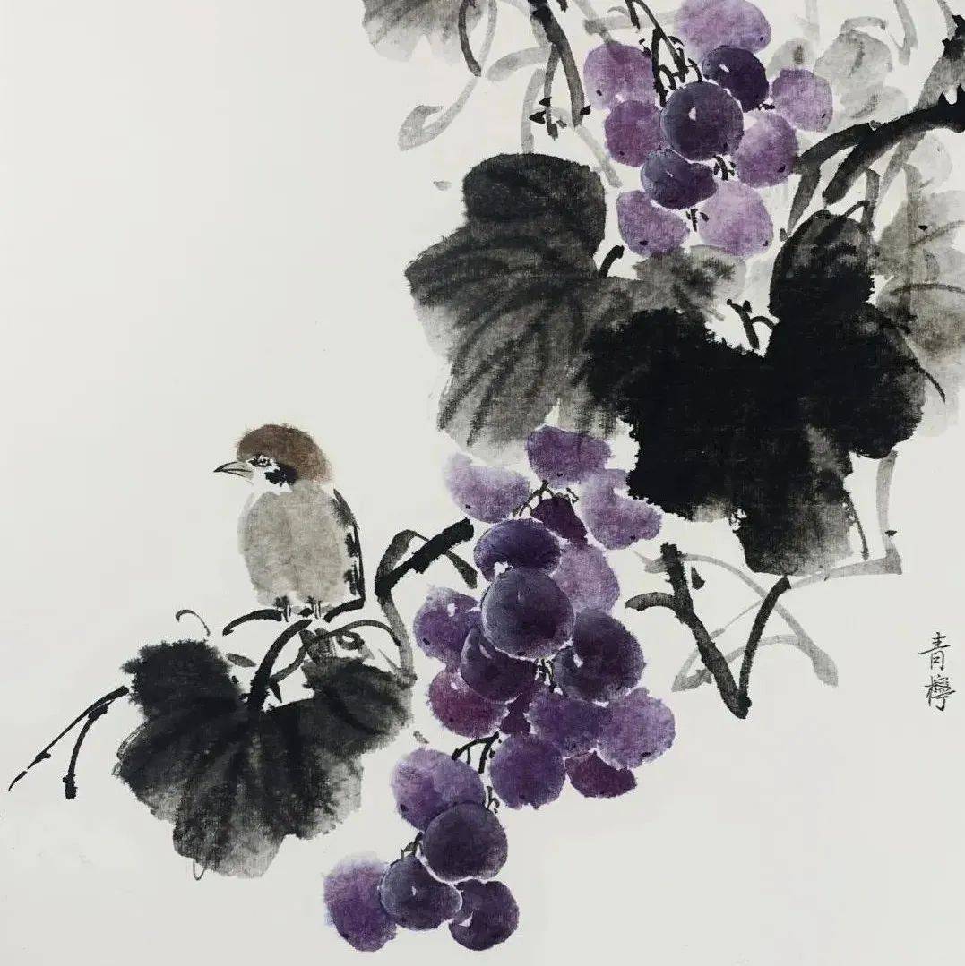 国画教程:写意《露凉珠圆枝头挂》画法!_葡萄_书画_墨香