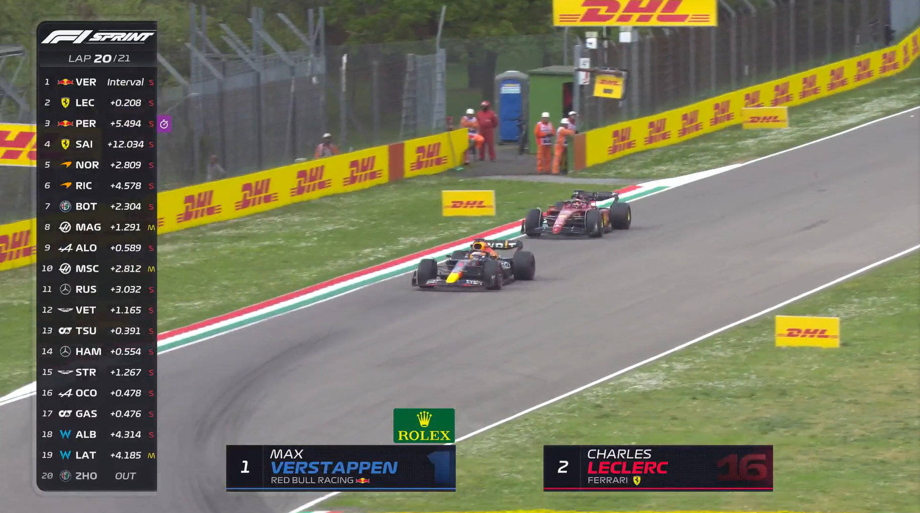 直播吧4月23日讯 f1意大利伊莫拉大奖赛冲刺赛,杆位起步的维斯塔潘