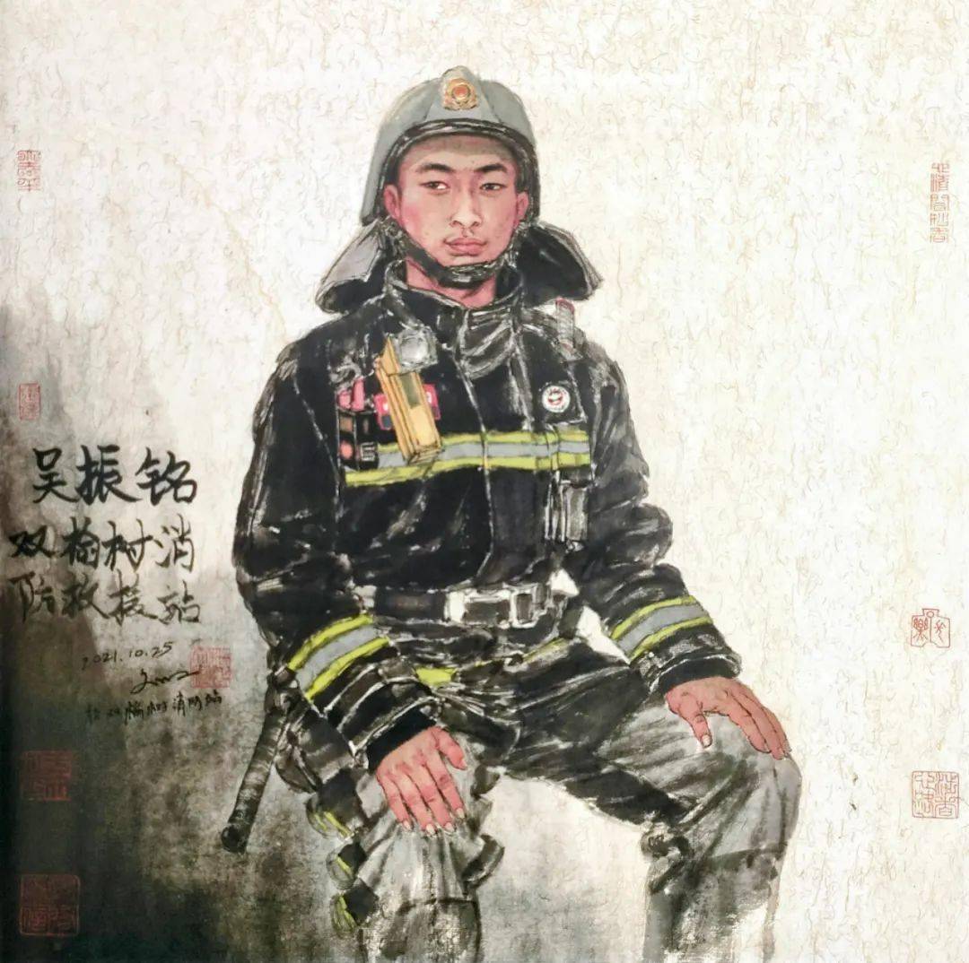 画家眼中的消防员