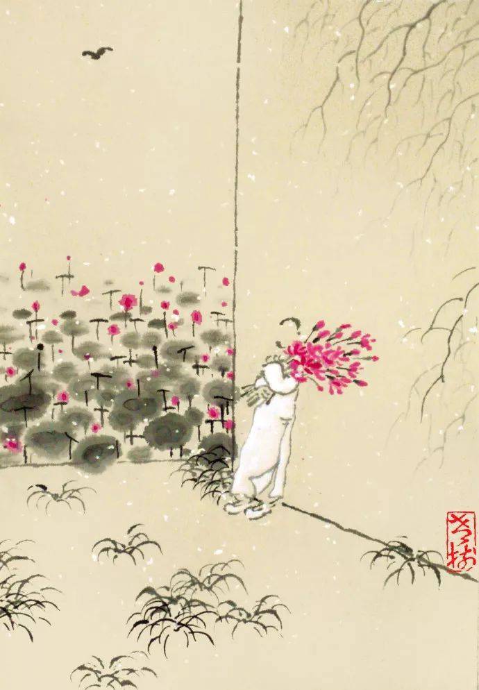 老树画画:常见风里花,时做山中客.花开千万朵,知音有几个?