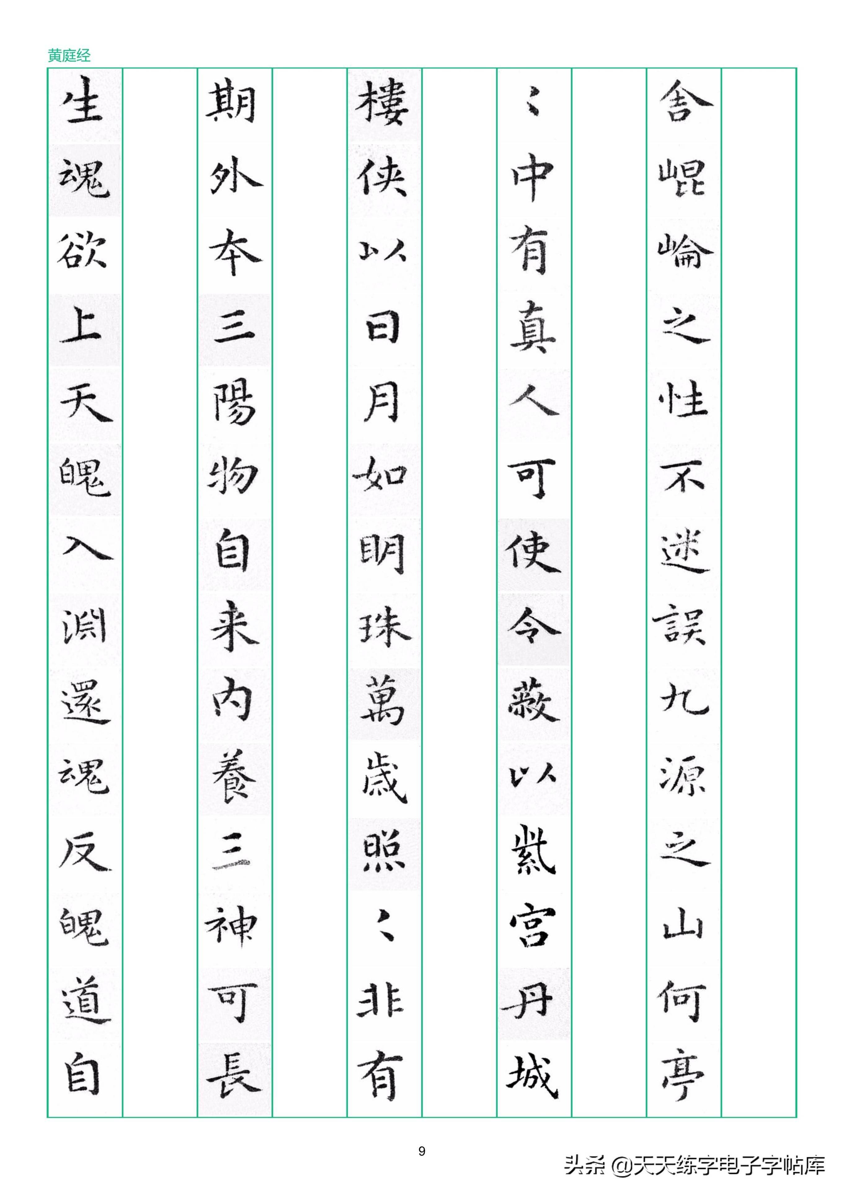 硬笔临古系列——《黄庭经》竖排