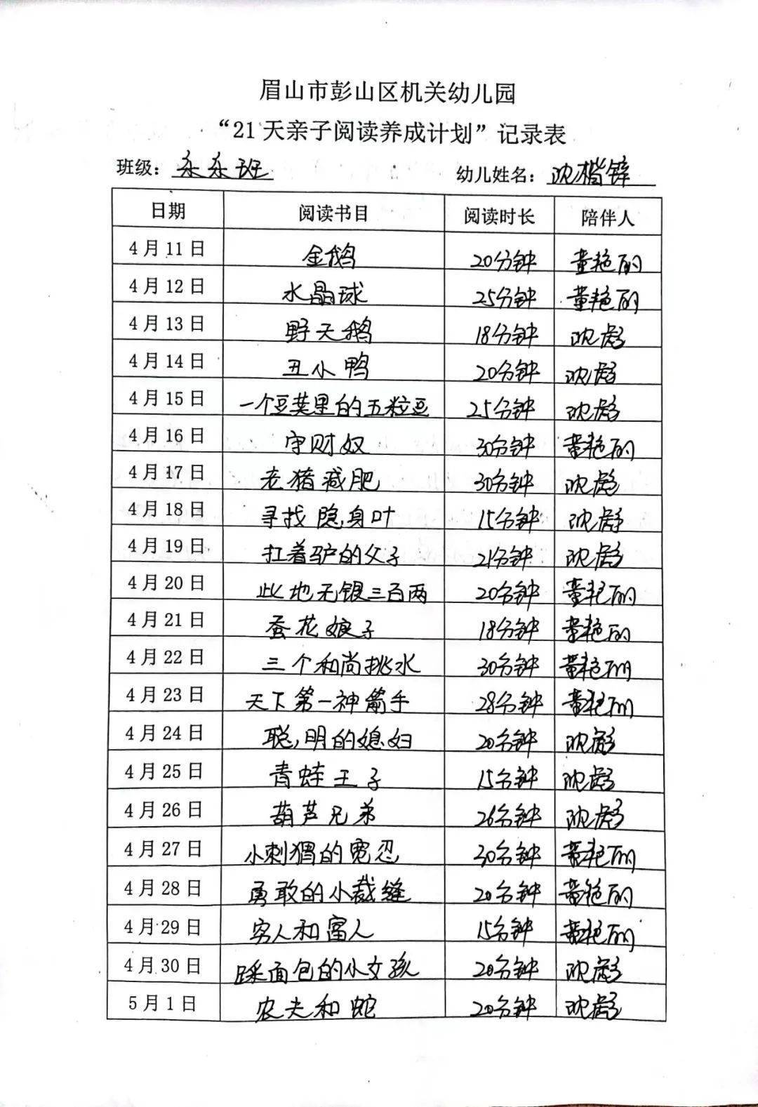 月读阅美悦享亲子好时光彭山区机关幼儿园开展读书节21天亲子阅读养成