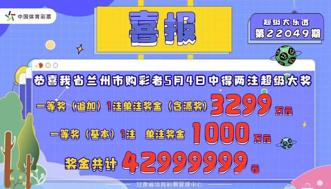 惊喜不断好运不停兰州购彩者领走4299万元超级大奖