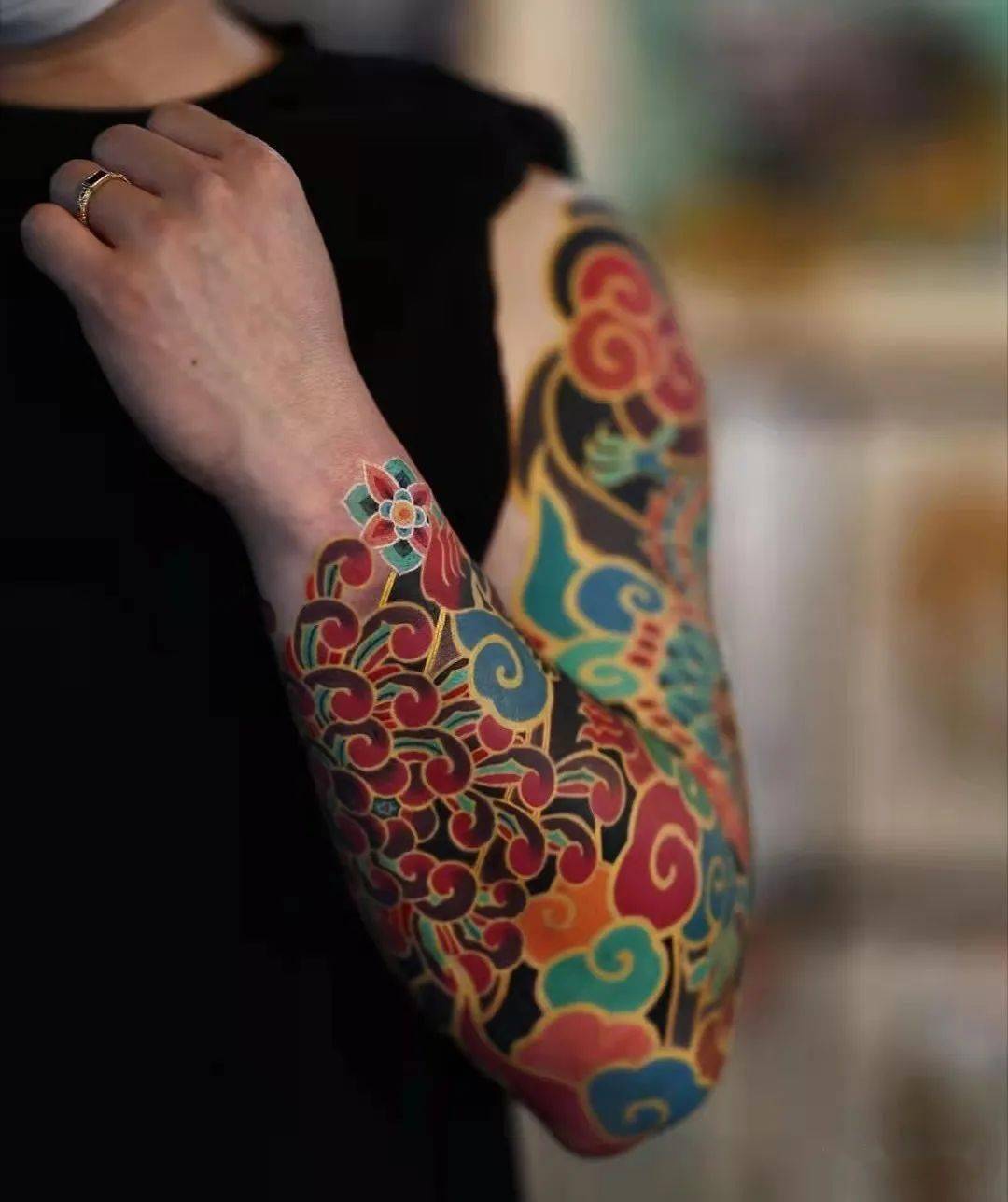 漂亮的中式纹样纹身