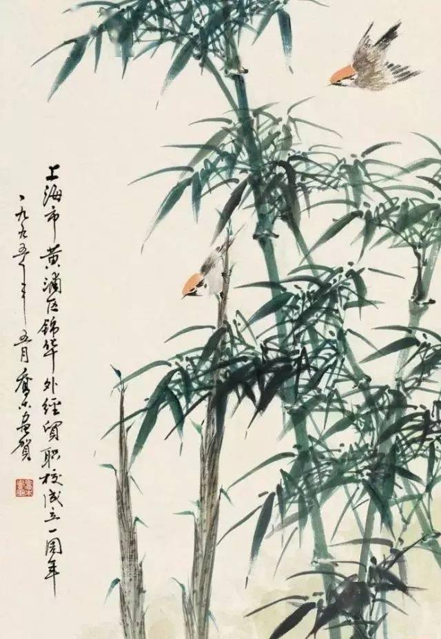 乔木国画竹鸟,青竹幽兰,花香鸟鸣!_竹雀图_小鸟_幽谷