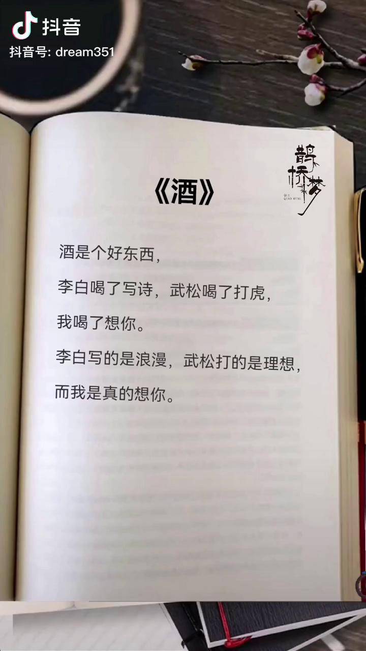 "酒"是个好东西 小众文案 今日文摘感悟 抖音热点