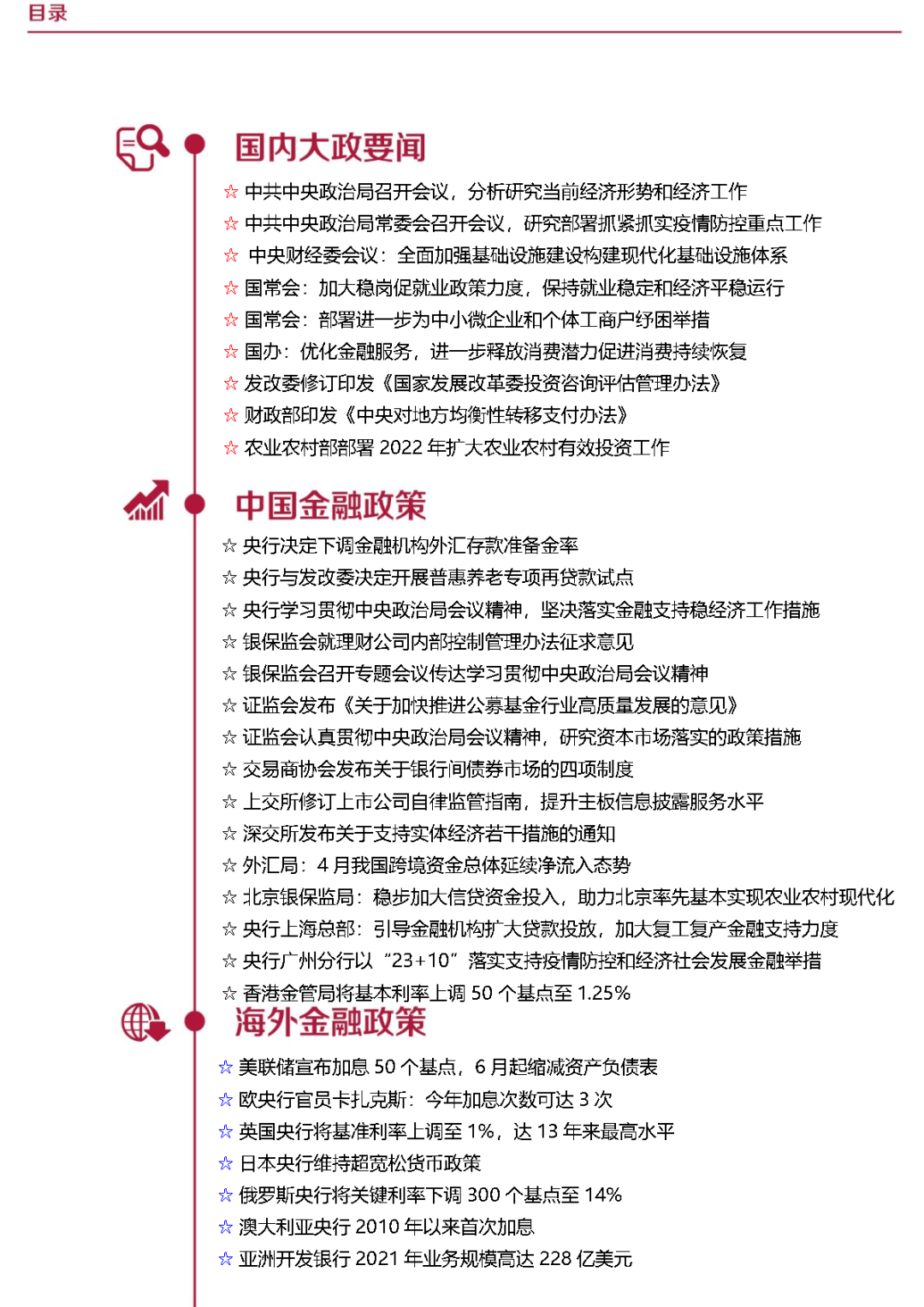 金融政策信息 周报22年第17期 4月25日 5月8日 来源 中国政府 央行