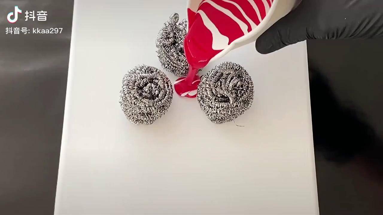 钢丝球也被拿来玩了真是万物玩转流体画创意流体画流体画艺术流体画