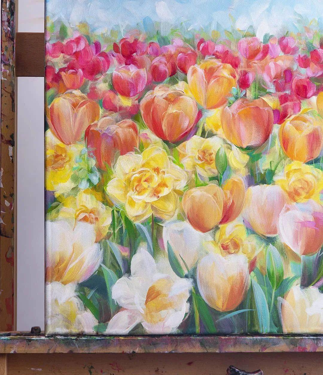 丙烯下的百花齐放,太美了吧,风姿绰约的色彩,让人误入仙境!