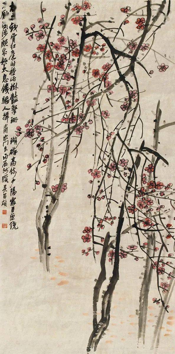 吴昌硕笔下的梅花孤傲如侠客