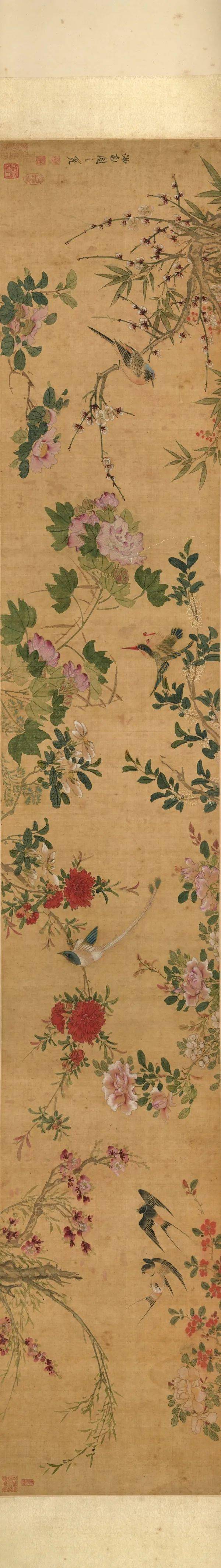 【助力大连创建东亚文化之都】展览解读－明代周之冕《四季花卉图》卷_花鸟画_花点_技法