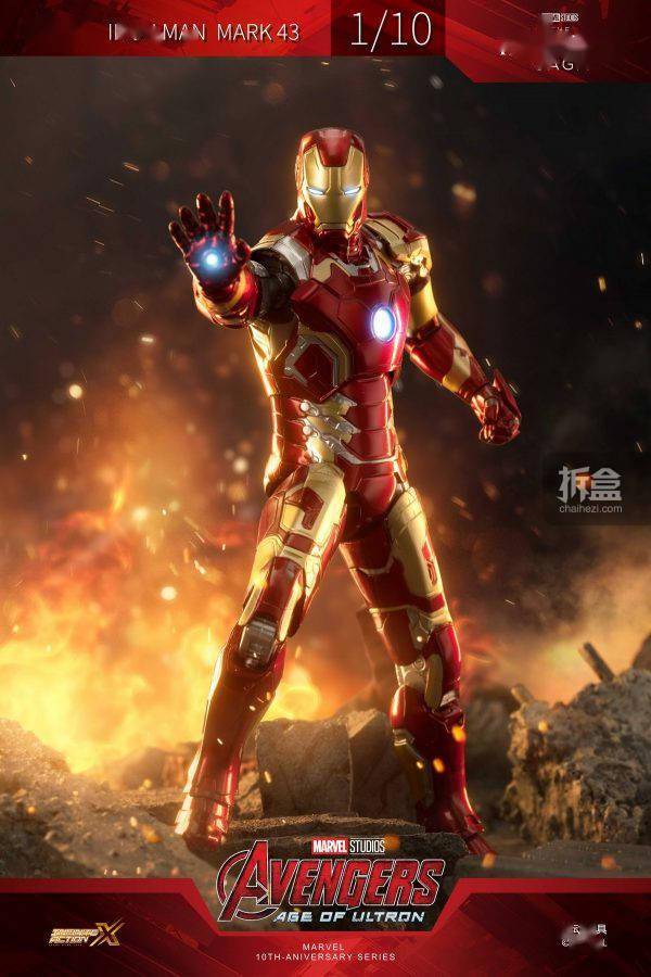 中动玩具漫威ironman钢铁侠mk43非发光版110可动人偶