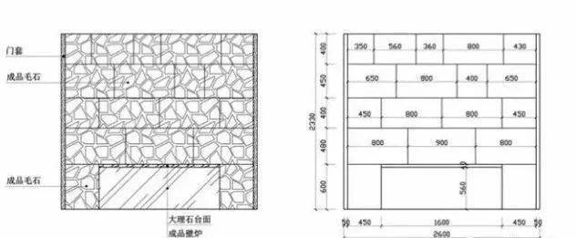 自然面石材背景牆的安裝方式_排版_實體牆_設計圖