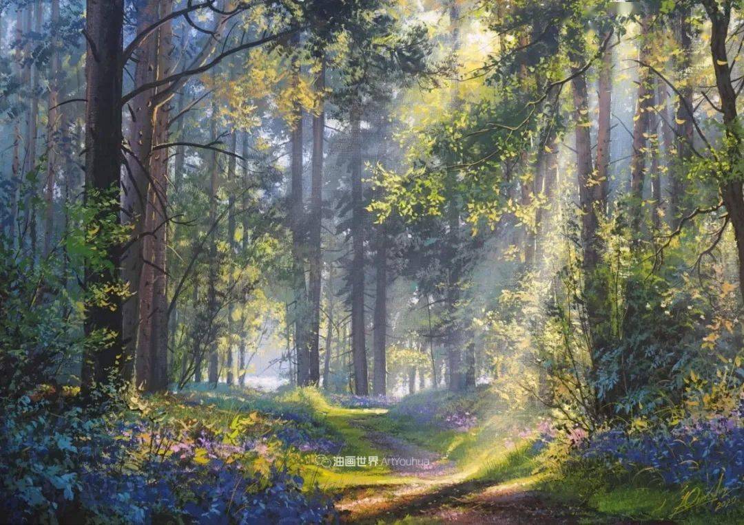 白俄罗斯画家维克多的风景油画让人赞叹不已无尽透彻的光独特的森林与