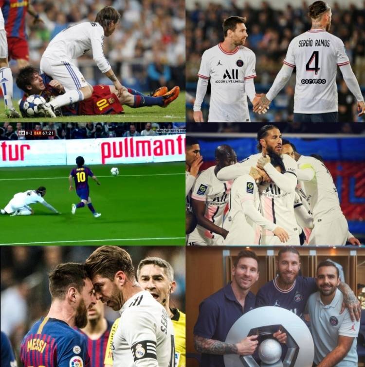 拉莫斯和梅西更衣室合影庆祝夺冠_联赛_赛季_直播