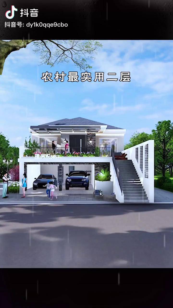 自带车库现代风二层架空设计5年后必火农村自建房