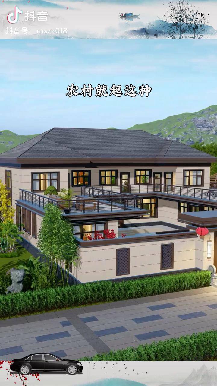 二层中式带小院户型这样设计怎么样中式小院农村自建别墅