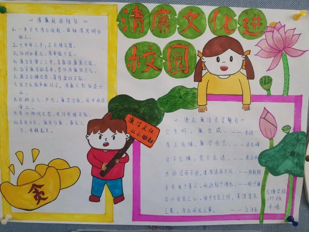 "清廉校园"手抄报及书画比赛part 01为大力加强校园清廉文化建设,积极