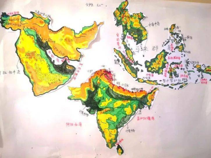 心中有经纬,笔下画山河——青岛三十七中地理特色作业展_地图_绘图