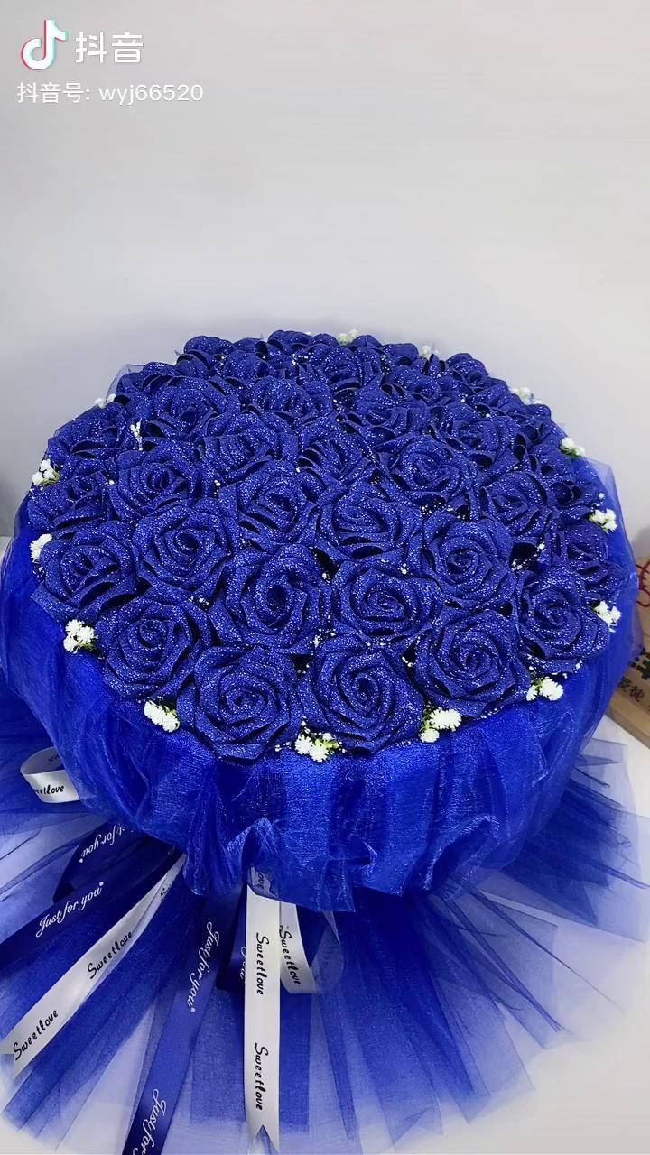 打包一份蓝色妖姬手工diy丝带创意手工丝带玫瑰