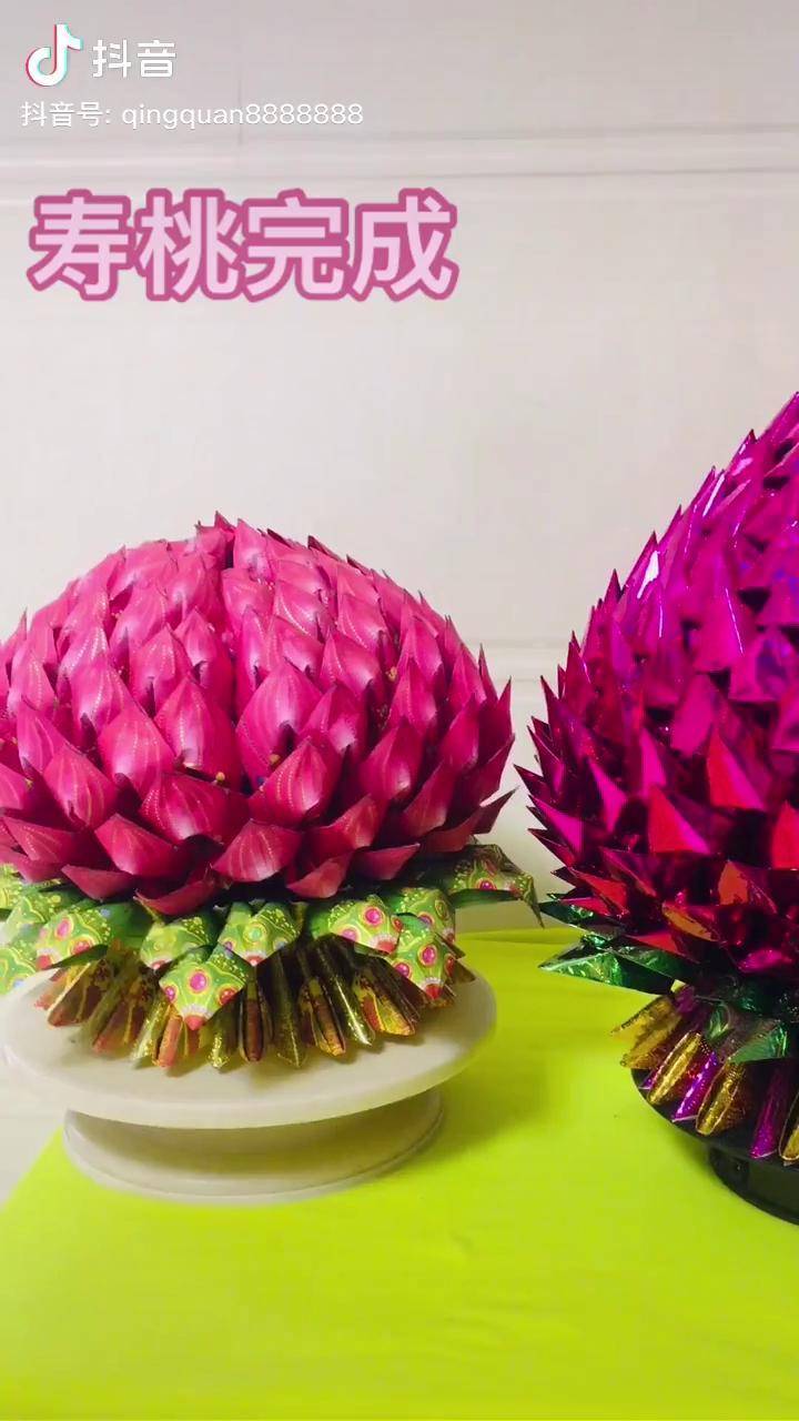 两件寿桃作品你更喜欢哪一件呢创意手工亲手制作折纸教程支持