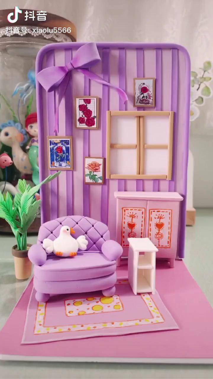 我是不是被手工耽误的设计师粘土打造紫色系浪漫小屋～粘土小屋手工
