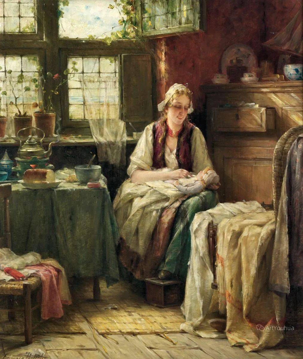 比利时画家爱德华·安通·波蒂尔耶油画作品欣赏