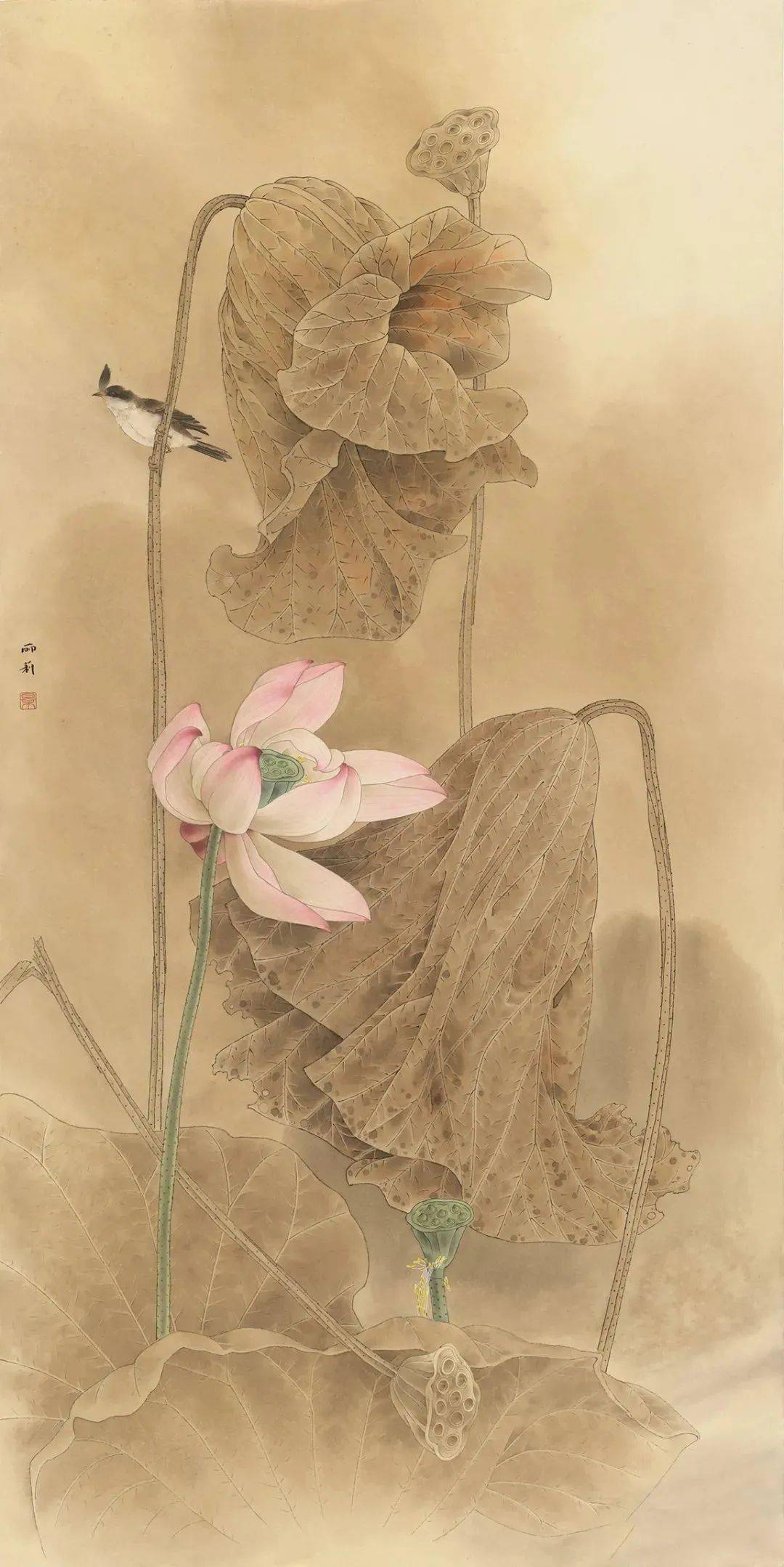 欣赏| 景丽莉工笔花鸟50图,太精细太美,境界高雅!_作品_意境_画面