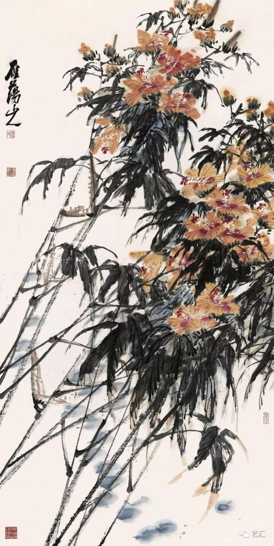 山花烂漫饮龙湫刘海勇大写意花鸟