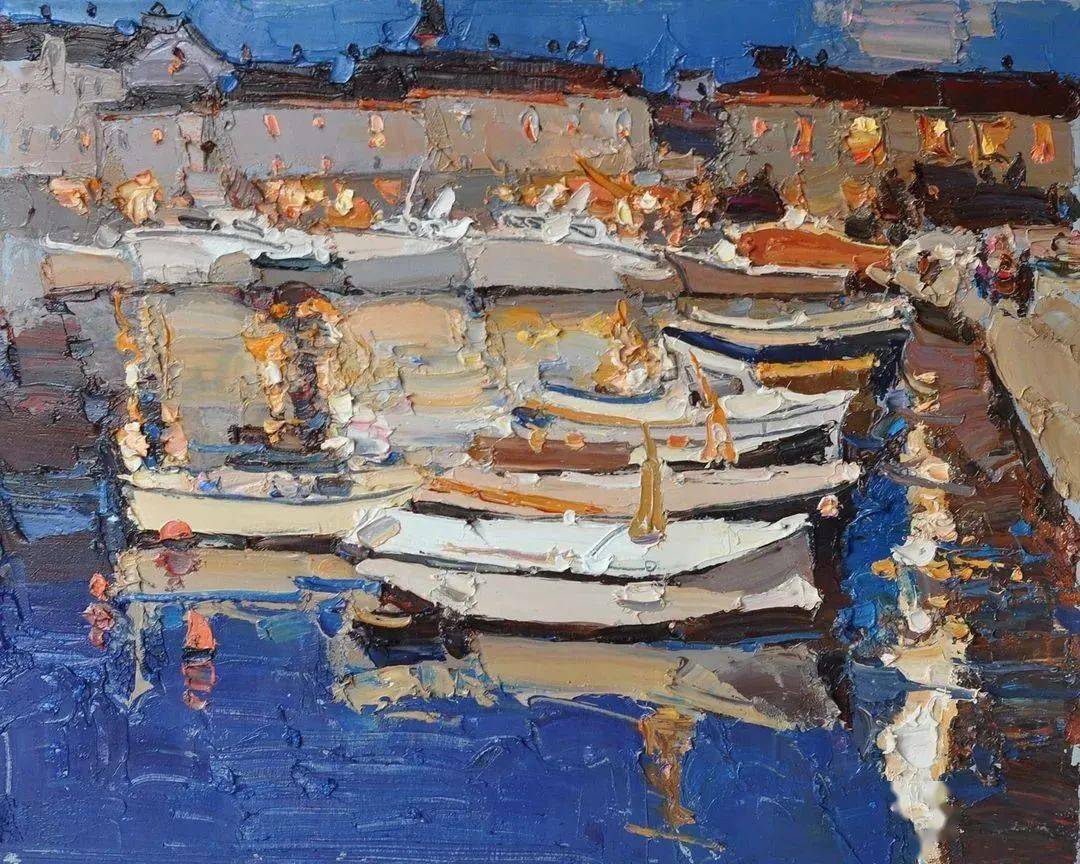 他的刮刀色彩真的很有特点厚厚的颜料让画面肌理感十足