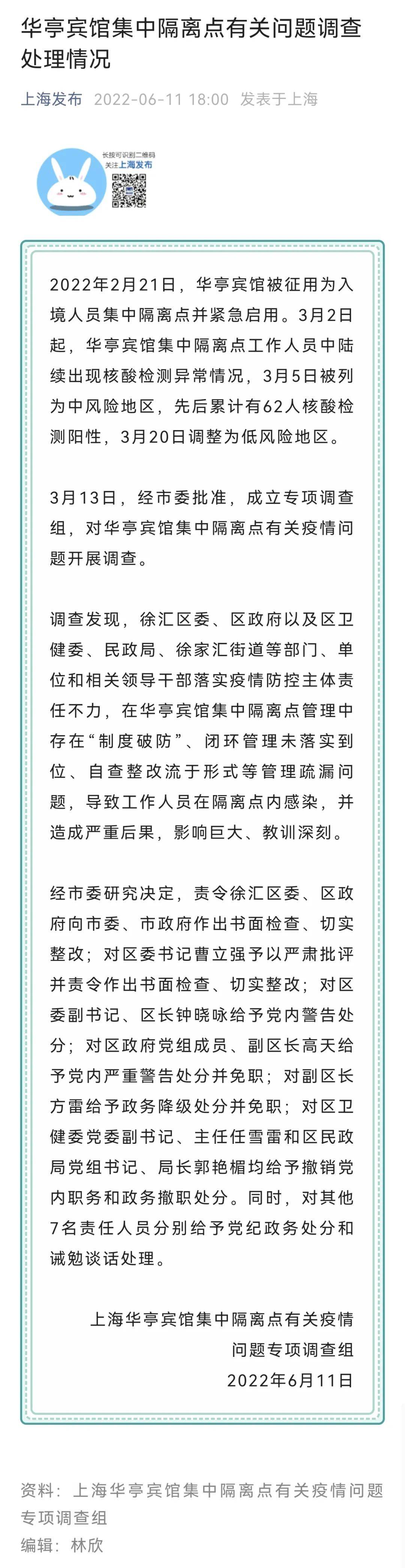 刚刚，上海通报！多人被处理