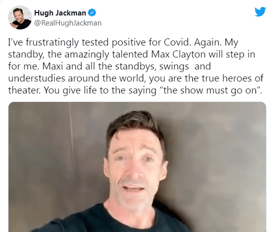 狼叔休杰克曼第二次确诊新冠一天前出席第75届托尼奖