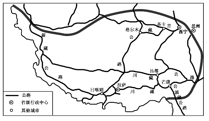 青藏地区地形和交通图图片