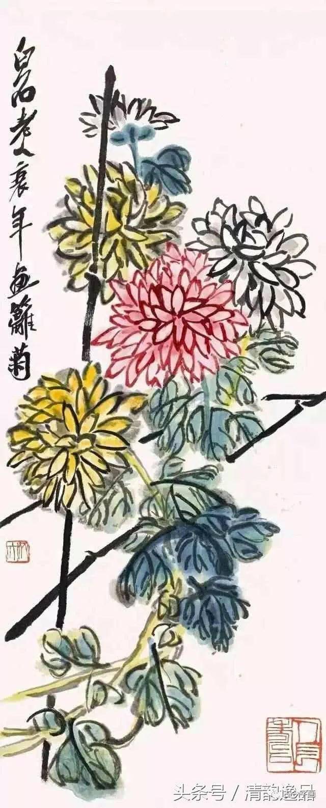 齊白石 花卉圖 齐白石花卉禽石四屏立轴