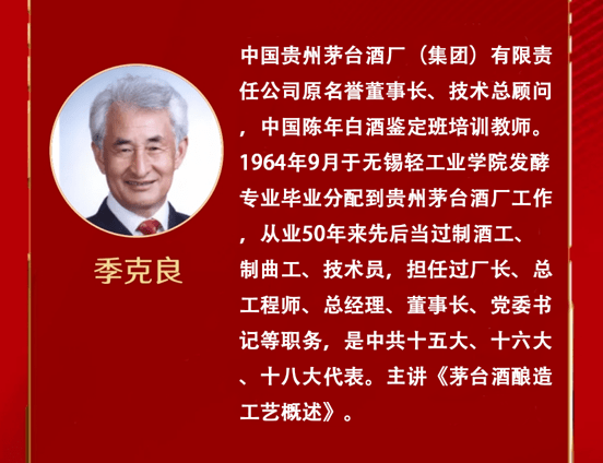 季克良:中国贵州茅台酒厂(集团)有限责任公司原名誉董事长,技术总顾问