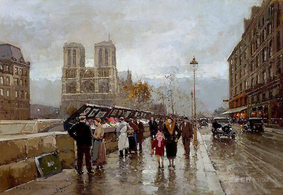 巴黎绘画诗人法国画家爱德华莱昂科尔特斯城市街景油画作品欣赏